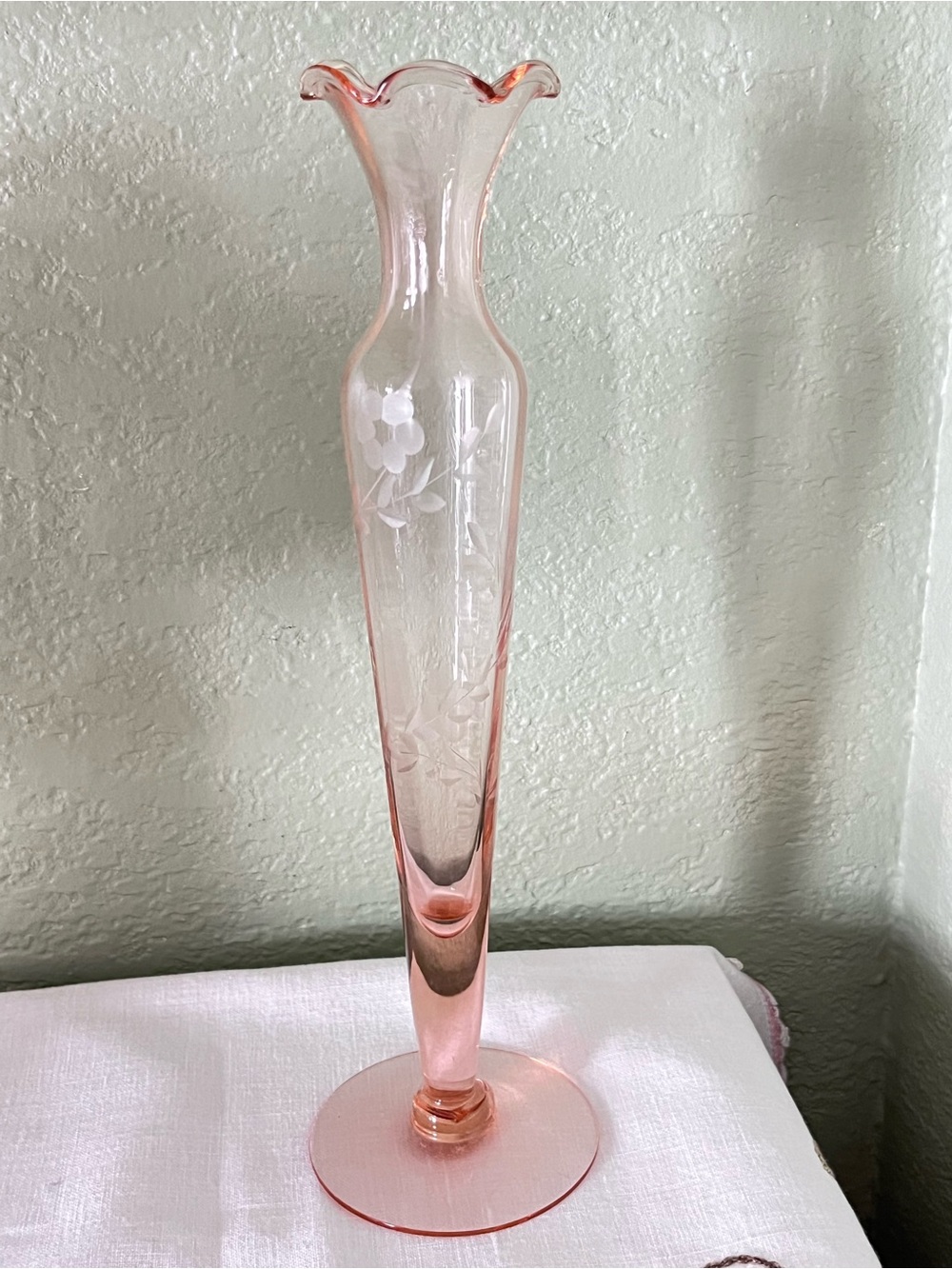 Pink Pressed Glass Bud Vase - Decorative Home Accent